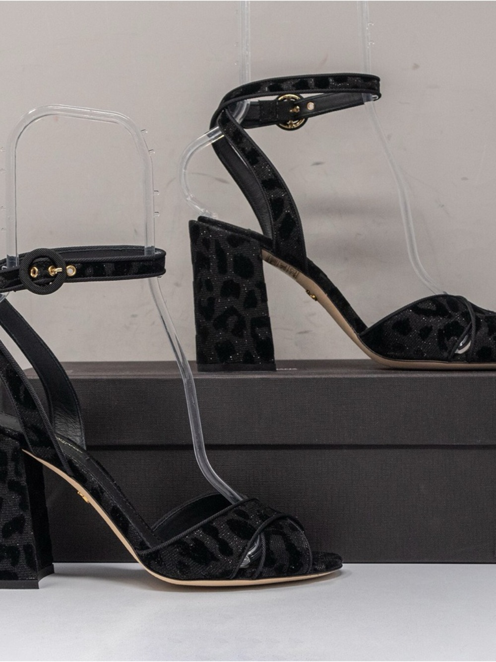 Dolce & Gabbana Black Leopard Print Sandal Heels - Picture 4 of 10